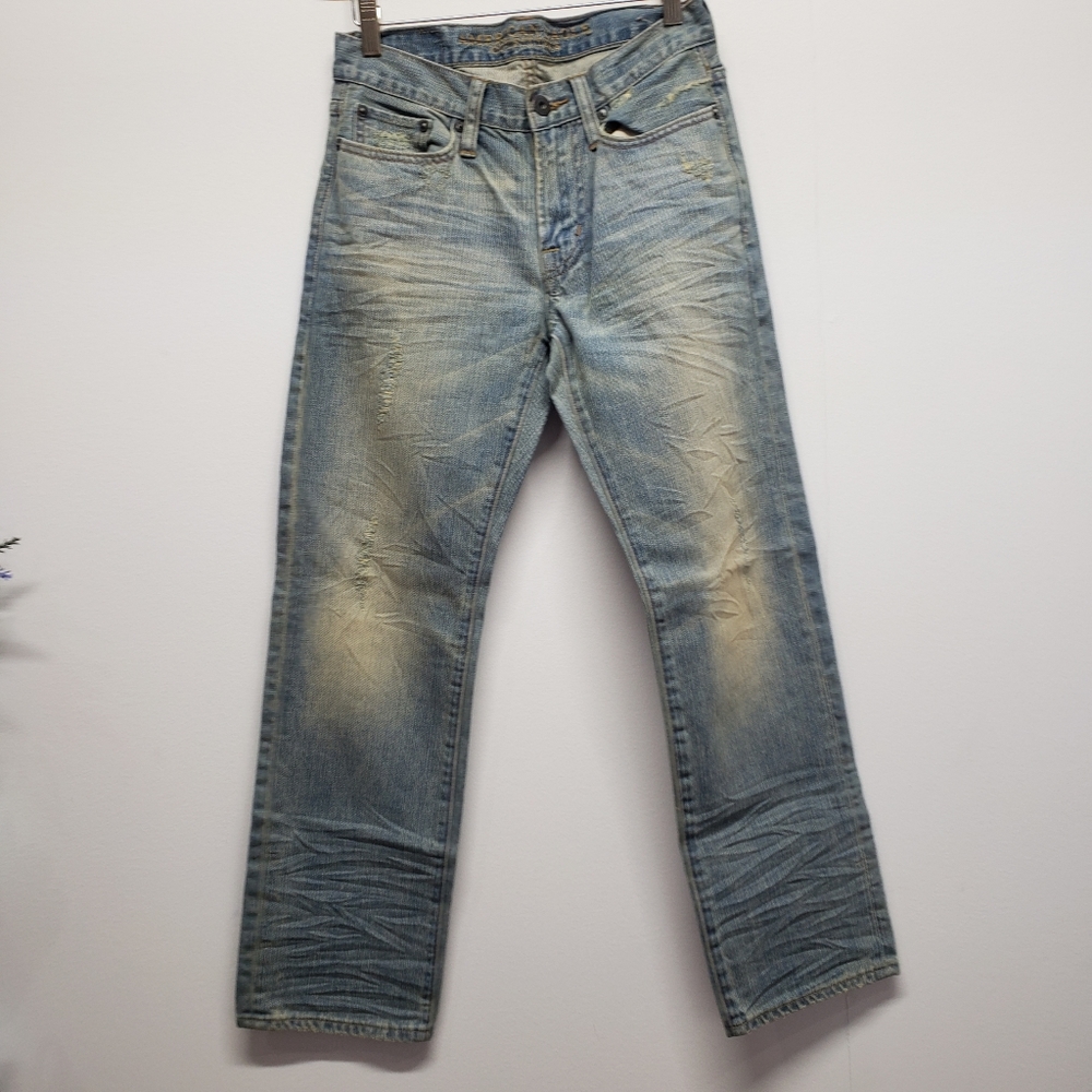 American Eagle Jeans Slim Straight Distressed Mens Size 26/28 Blue Y2K Chore